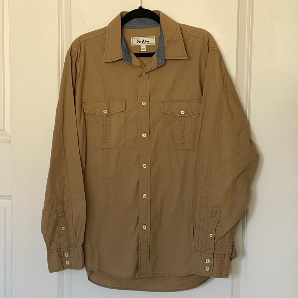 Boden London Men’s Tan Button Down Shirt Large